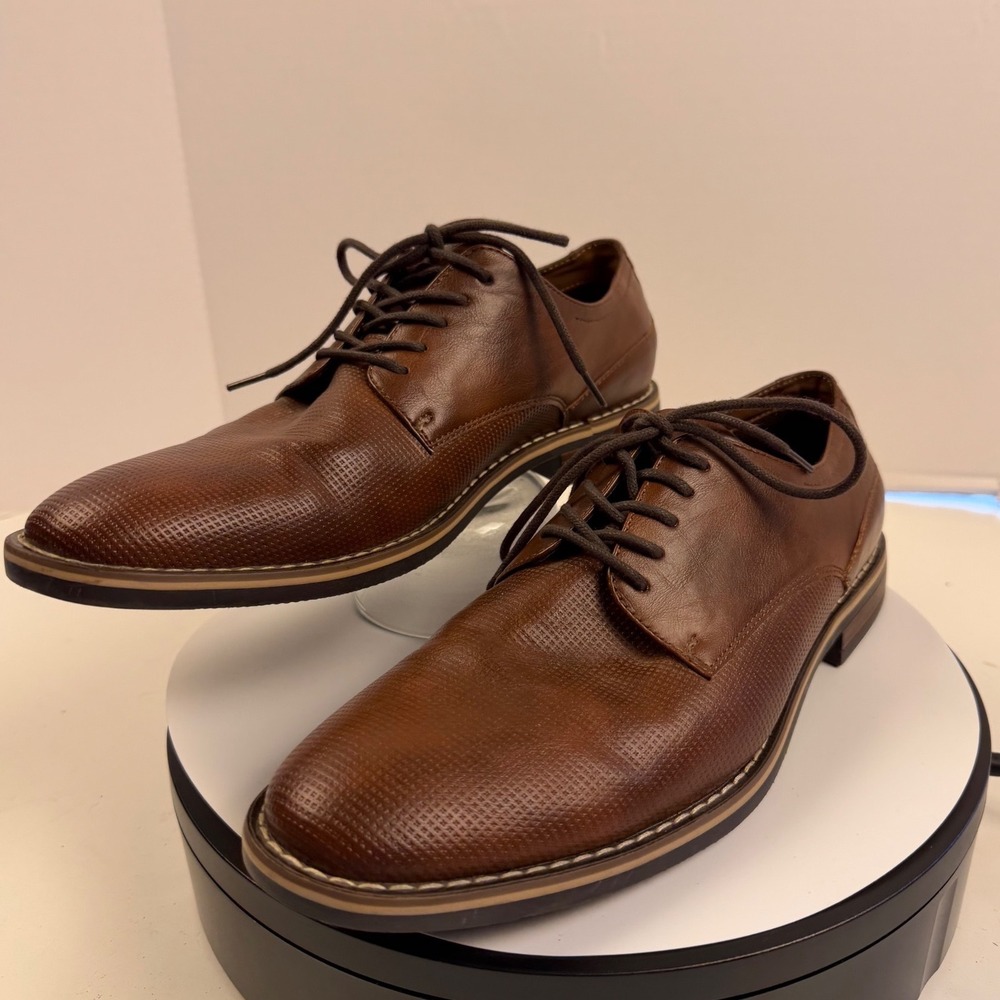 Parker & Sky Mens NYDOA Brown Textured Derby Dress Shoes Size 10 M Lace Up